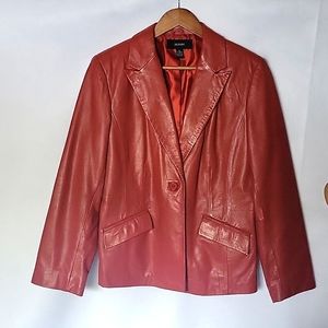 Genuine Leather Jacket Blazer. Red/Rust color.  Great condition! Sz L